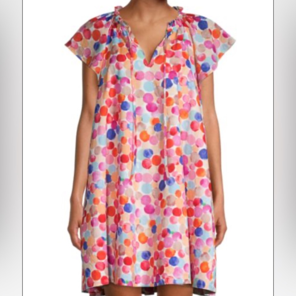 Milly Nadia Watercolor Bubble Poplin Dress in Small